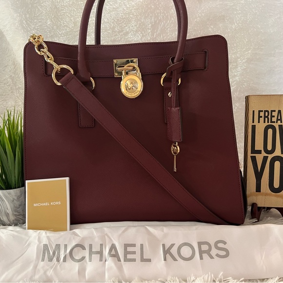 Michael Kors Handbags - 🎉HP🎉 Michael Kors Hamilton Large Satchel Handbag in Merlot